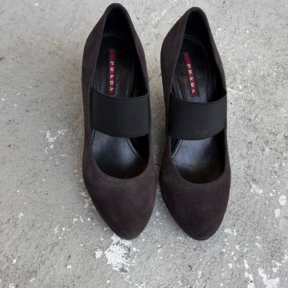 Prada Shoes - Prada sport 1990s suede wedge Mary Jane’s